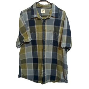 Vtg Old Navy Button Shirt Mens XL Green Blue Plaid 2011 Cotton Streetwear Collar